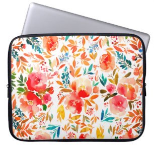 Orange röd färgrik ros blommande sommar laptop fodral