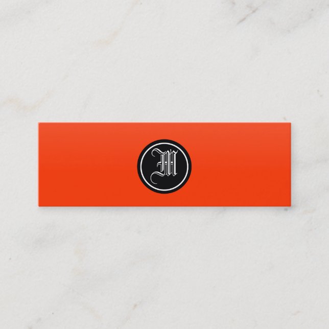 Orange röd gotisk Monogram Mini Visitkort (Framsida)