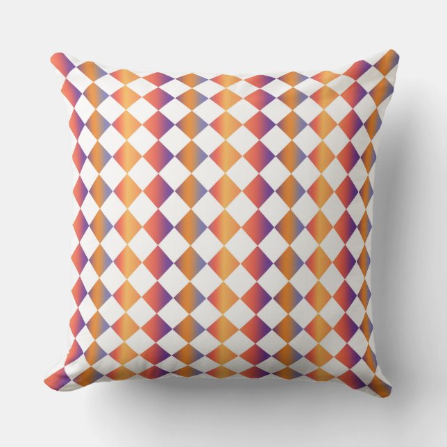 Orange Röd Gradient Diamant Rutigt Mönster Kudde (Framsida)