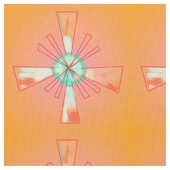 Orange / Röd / Grön / Geometriskt mönstrad > Tyg (Närbild)