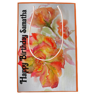 Orange Röd Ros Blomma Vattenfärg Kvinnas Födelseda