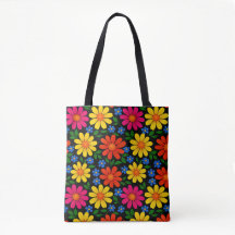 Orange, röd, rosa, gul blommig design