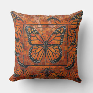 Orange Röd Svart Monark Fjäril Mosaik Kudde