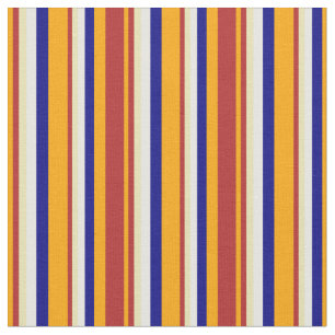 Orange, Röd, Tan, Vit och blå Färgad Linjer Tyg