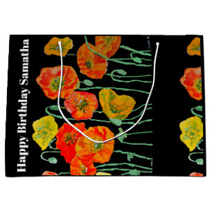 Orange Röd Vallmo Blomma Akvarell Kvinnas Födelsed