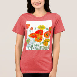 Orange röd vallmoväxt mönster akvarell t shirt