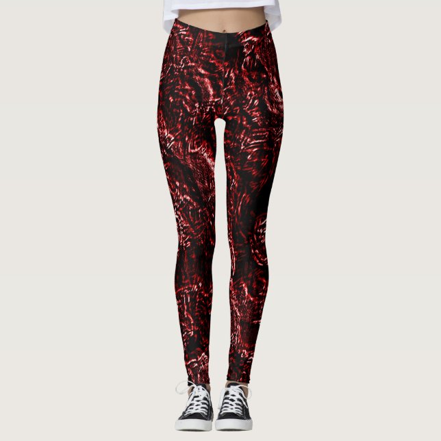 Orange röda Goth ro Leggings (Framsida)