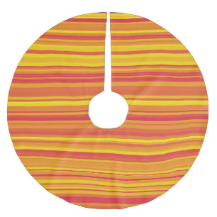 Orange Röda Gula Ränder Julgransmatta Borstad Polyester