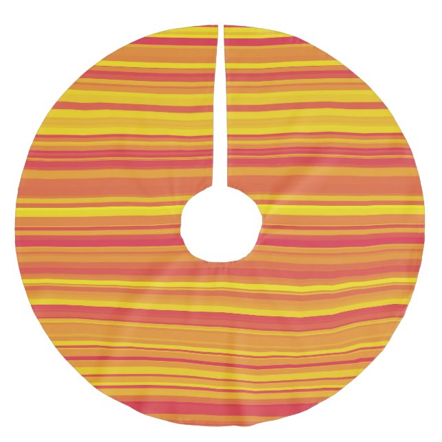 Orange Röda Gula Ränder Julgransmatta Borstad Polyester (Framsidan)