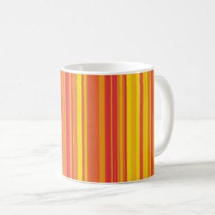 Orange Röda Gula Ränder Kaffemugg