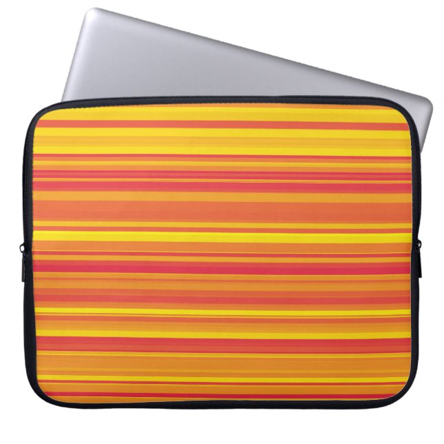 Orange Röda Gula Ränder Laptop Fodral (Framsidan)