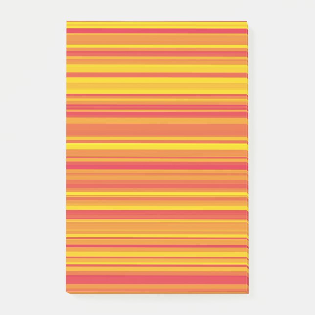Orange Röda Gula Ränder Post-it Block (Framsida)