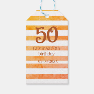 Orange rödrandig 50-års brun namnröding retro presentetikett
