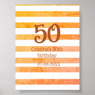 Orange rödrandig 50-års brun namnrretro poster