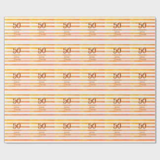 Orange rödrandig 50-års brun namnrretro presentpapper