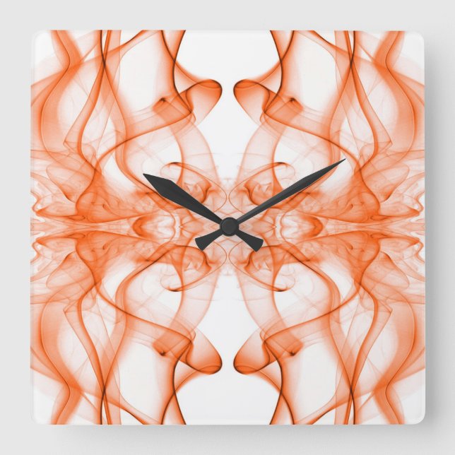 Orange rök Symmetrisk minimalistisk vit Fyrkantig Klocka (Framsida)