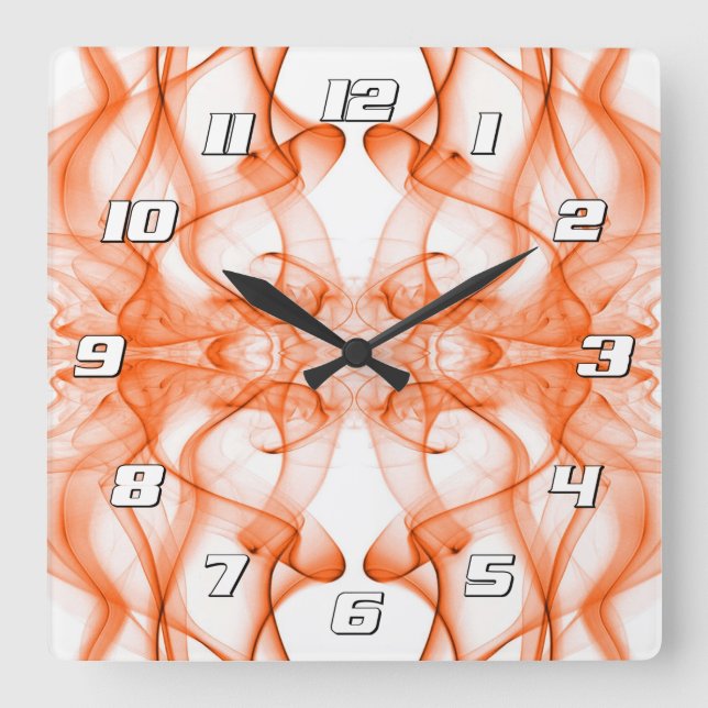 Orange rök Symmetrisk minimalistisk vit Fyrkantig Klocka (Framsida)