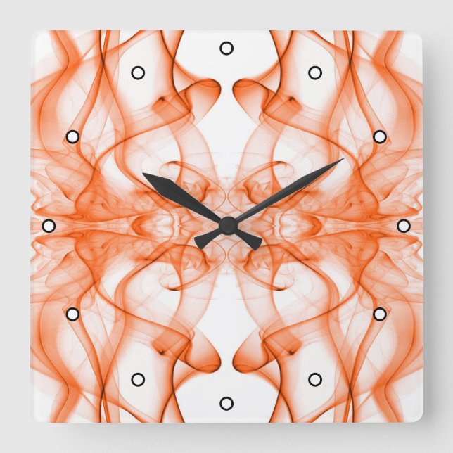 Orange rök Symmetrisk minimalistisk vit Fyrkantig Klocka (Framsida)