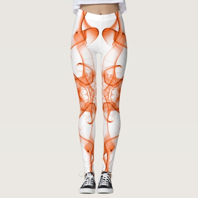 Orange rök Symmetrisk minimalistisk vit Leggings (Framsida)