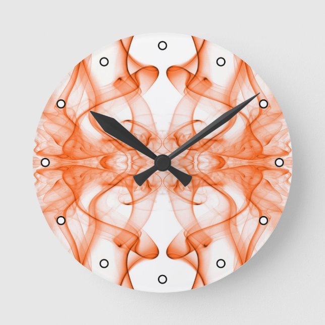 Orange rök Symmetrisk minimalistisk vit Rund Klocka (Framsida)