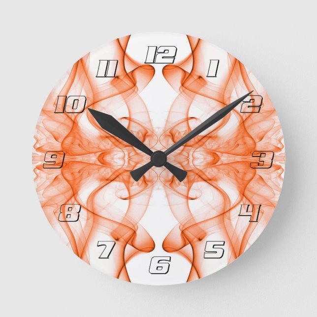 Orange rök Symmetrisk minimalistisk vit Rund Klocka (Framsida)