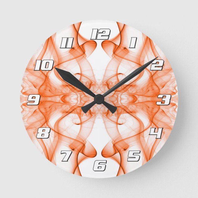 Orange rök Symmetrisk minimalistisk vit Rund Klocka (Framsida)