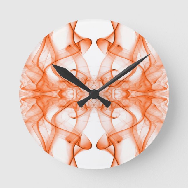 Orange rök Symmetrisk minimalistisk vit Rund Klocka (Framsida)