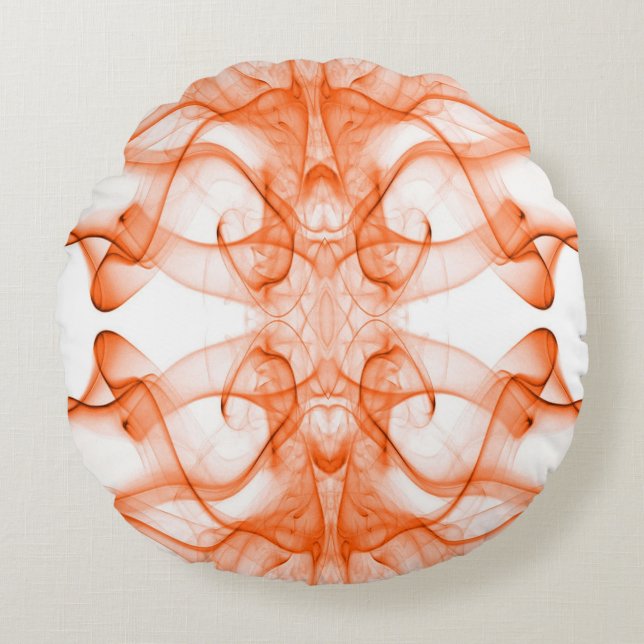Orange rök Symmetrisk minimalistisk vit Rund Kudde (Framsidan)
