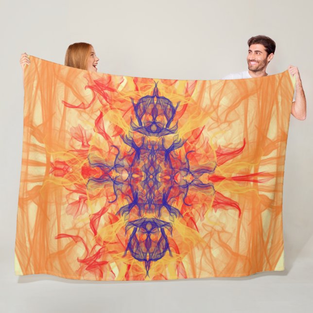 ORANGE ROKE - Fractal Art - Fleece Blanket (På plats)