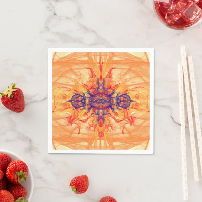 ORANGE RÖKE - Fractal Art - Napkins Pappersservett (Insitu)