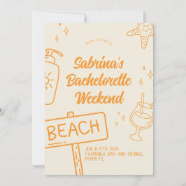 Orange Rolig Strand Systerweekend Inbjudan