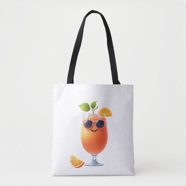 Orange Roligt Cheerful Vacation Tropical Drink Par Tygkasse (Framsida)