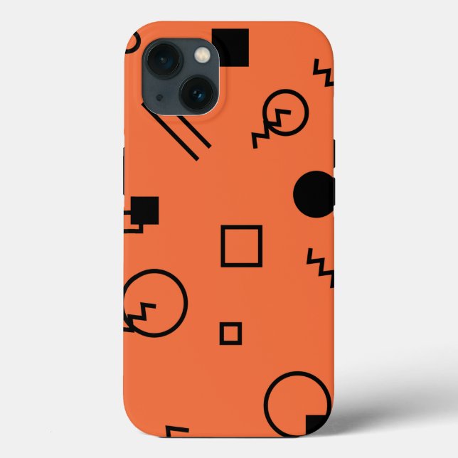 Orange, roligt, trendig, geometrisk Memphis grafik (Baksida)