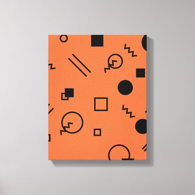 Orange, roligt, trendig, geometrisk Memphis grafik Canvastryck (Framsida)