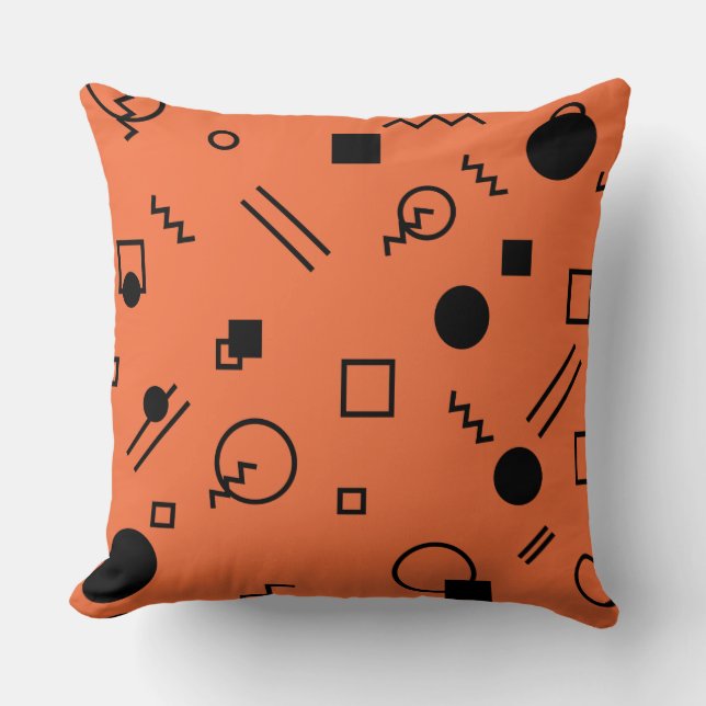 Orange, roligt, trendig, geometrisk Memphis grafik Kudde (Framsida)