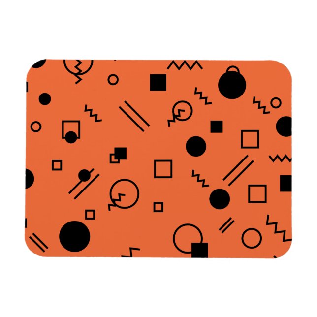 Orange, roligt, trendig, geometrisk Memphis grafik Magnet (Horisontell)