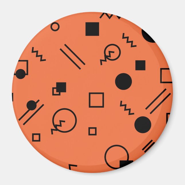 Orange, roligt, trendig, geometrisk Memphis grafik Magnet (Framsidan)
