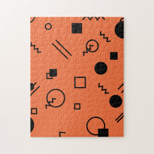Orange, roligt, trendig, geometrisk Memphis grafik Pussel