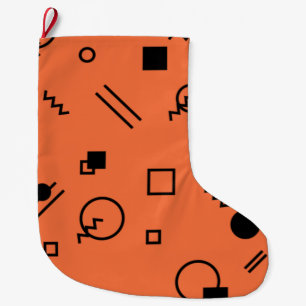 Orange, roligt, trendig, geometrisk Memphis grafik Stor Julstrumpa