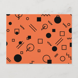 Orange, roligt, trendig, geometrisk Memphis grafik Vykort