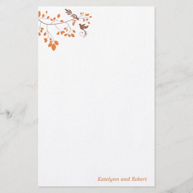 Orange Romantik Bröllop Stationery Brevpapper (Framsida)