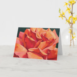 Orange Ros Blommiga Kronblad Konst Notkort Kort