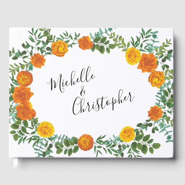 Orange Ros Bröllop Elegant Vacker Gästböcker (Framsida)