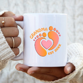 Orange Rosa Baby Feet Mugg för mormor
