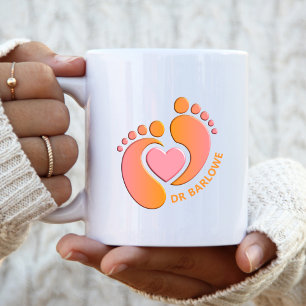 Orange Rosa Babyfötter Hjärtmugg Kaffemugg