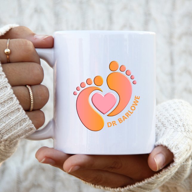 Orange Rosa Babyfötter Hjärtmugg Kaffemugg (Skapare uppladdad)
