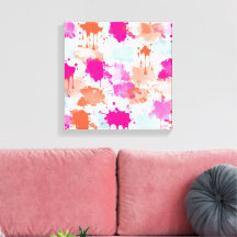 Orange Rosa Blå Abstrakt Modern Färg Stänk