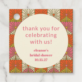 Orange Rosa Blommig Bröllopsfest Anpassad Tack Gåvor Etiketter