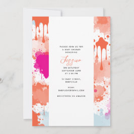 Orange Rosa Blue Abstrakt Modern Baby Shower Inbjudningar