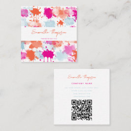 Orange Rosa Blue Abstrakt Modern QR-kod Fyrkantigt Visitkort